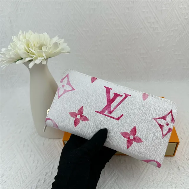 Louis Vuitton monograma flor carteira longa branca azul roxa 7