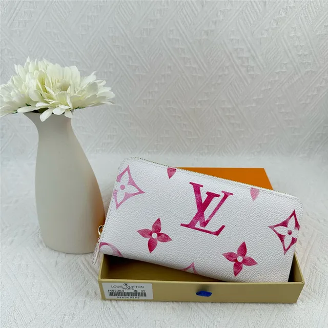 Louis Vuitton monograma flor carteira longa branca azul roxa 8