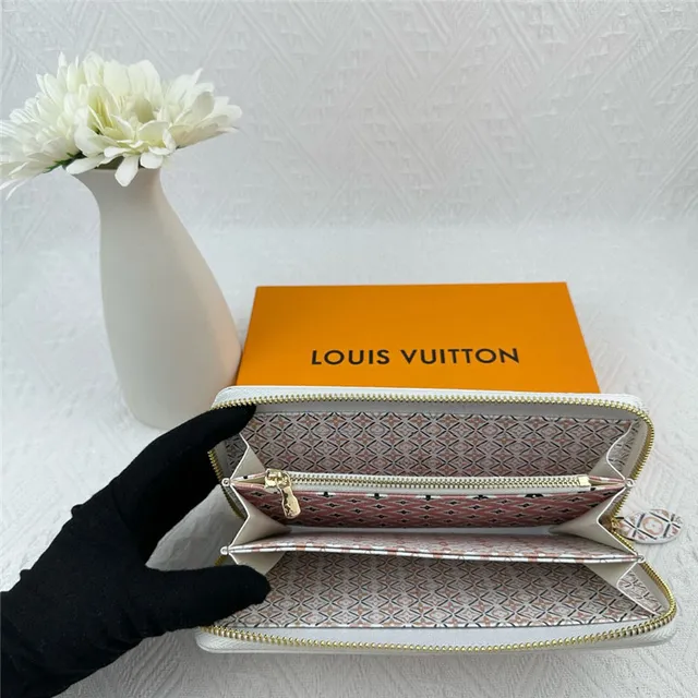 Louis Vuitton monograma flor carteira longa branca azul roxa 16