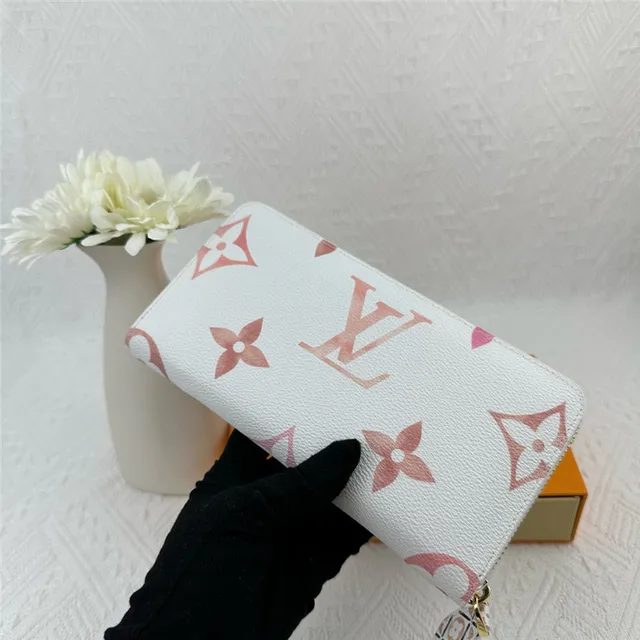 Louis Vuitton monograma flor carteira longa branca azul roxa 19