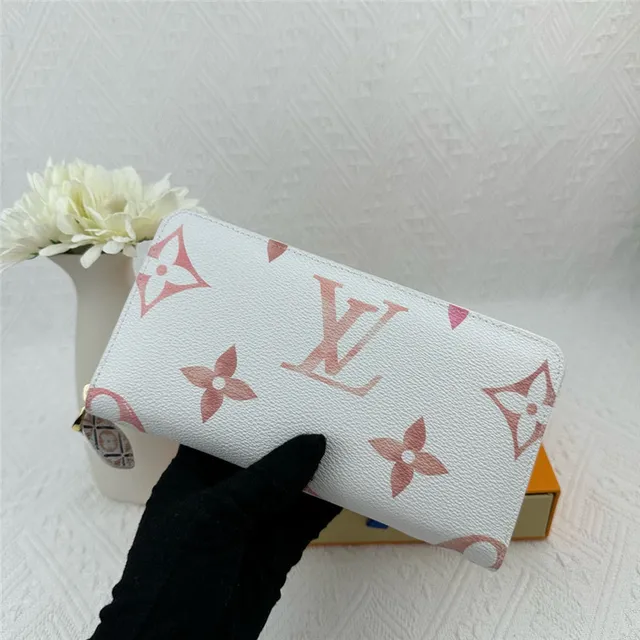 Louis Vuitton monograma flor carteira longa branca azul roxa 20