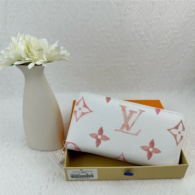 Louis Vuitton monograma flor carteira longa branca azul roxa 21