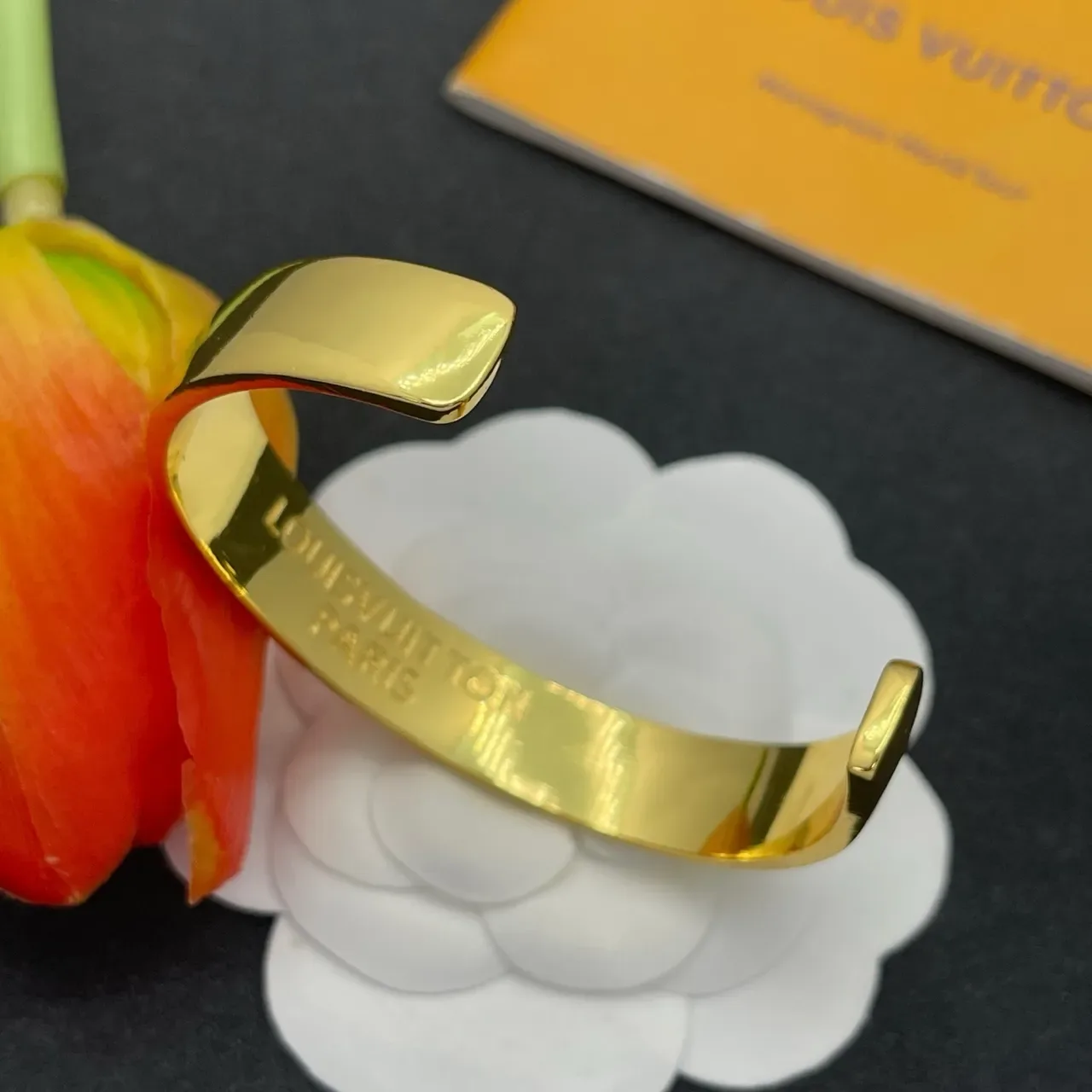Louis Vuitton Monogram Jewelry Gold-Tone Pavé Crystal Cuff Bracelet 4