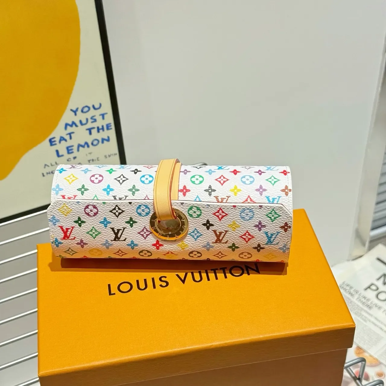 Louis Vuitton Multicolor Beige Roll-Top Monogram Print Wristlet 1