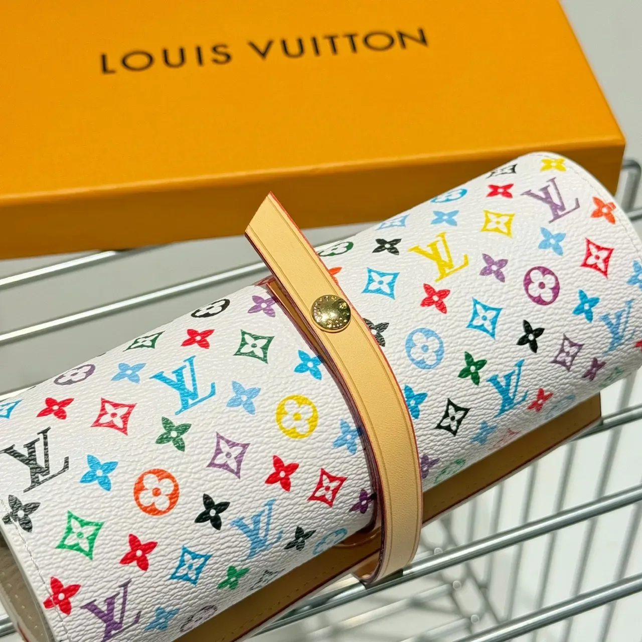 Louis Vuitton Multicolor Beige Roll-Top Monogram Print Wristlet 6