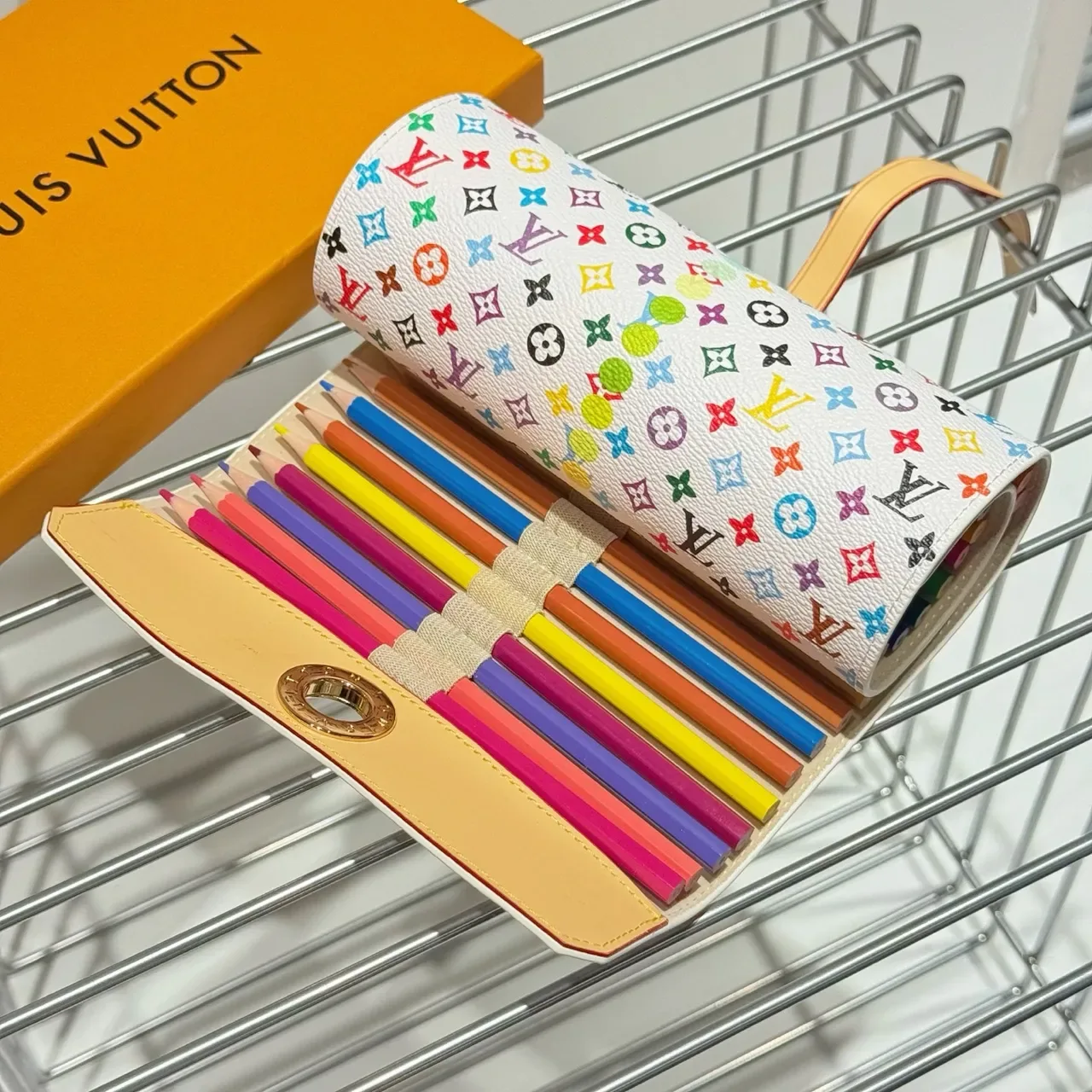 Louis Vuitton Multicolor Beige Roll-Top Monogram Print Wristlet 8