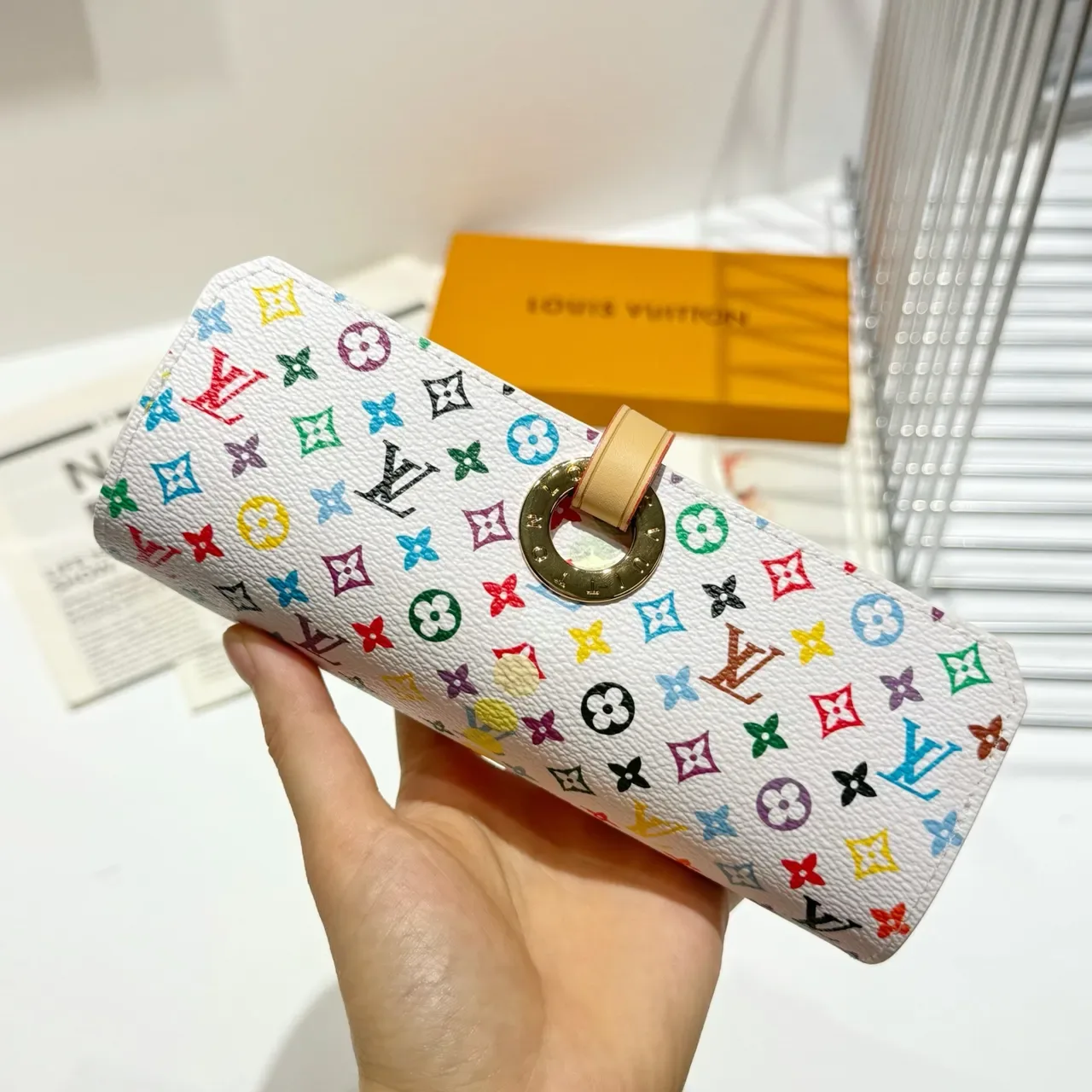 Louis Vuitton Multicolor Beige Roll-Top Monogram Print Wristlet 9