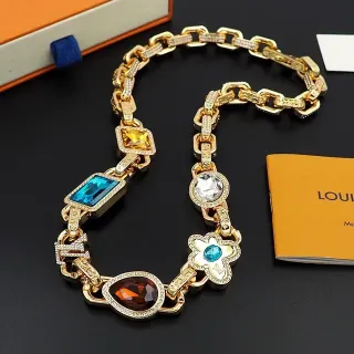 Louis Vuitton Colar Corrente Grossa Motivo Floral Multigema