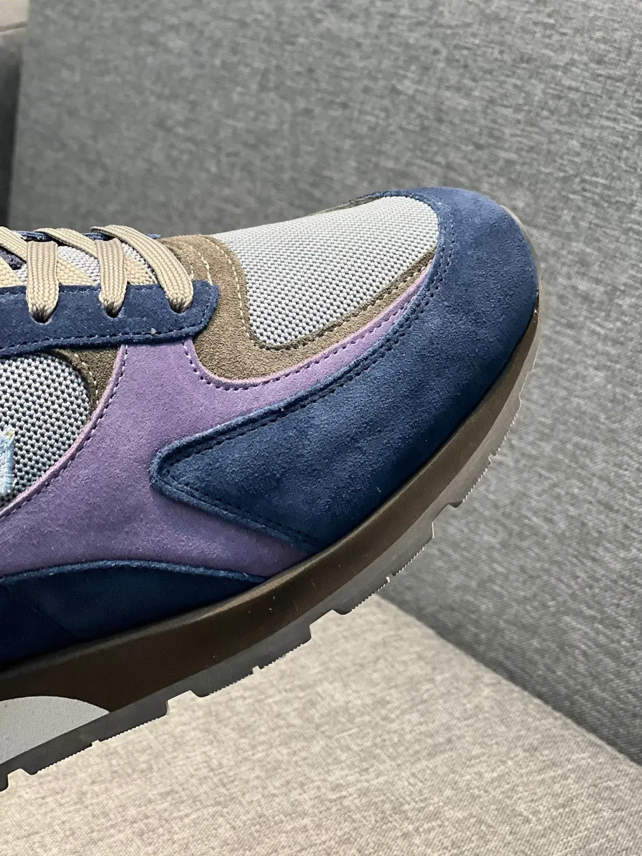 Louis Vuitton Navy Purple Layered Suede And Mesh Upper Embroidered Monogram Patch Lifestyle Sneakers 3