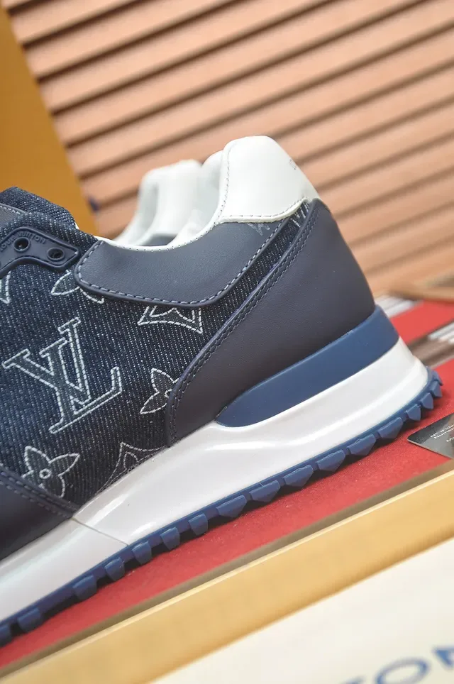 Louis Vuitton Navy White Monogrammed Textile Leather Overlays Lifestyle Sneakers 2