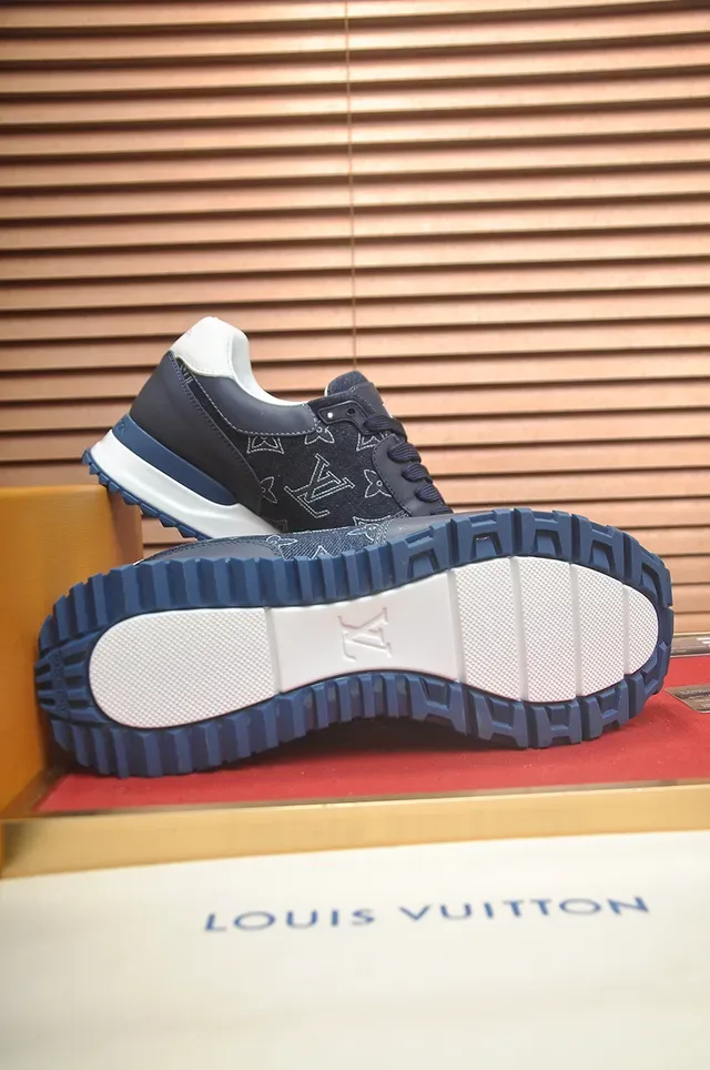 Louis Vuitton Navy White Monogrammed Textile Leather Overlays Lifestyle Sneakers 3