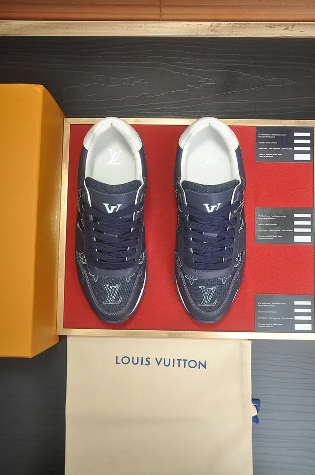 Louis Vuitton Navy White Monogrammed Textile Leather Overlays Lifestyle Sneakers 5