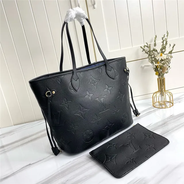 Louis Vuitton Neverfull Monogramme embossé Sac tote noir 7