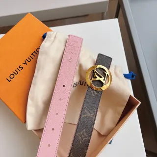Louis Vuitton Reversible Belt Brown Pink Monogram Canvas Leather Belt