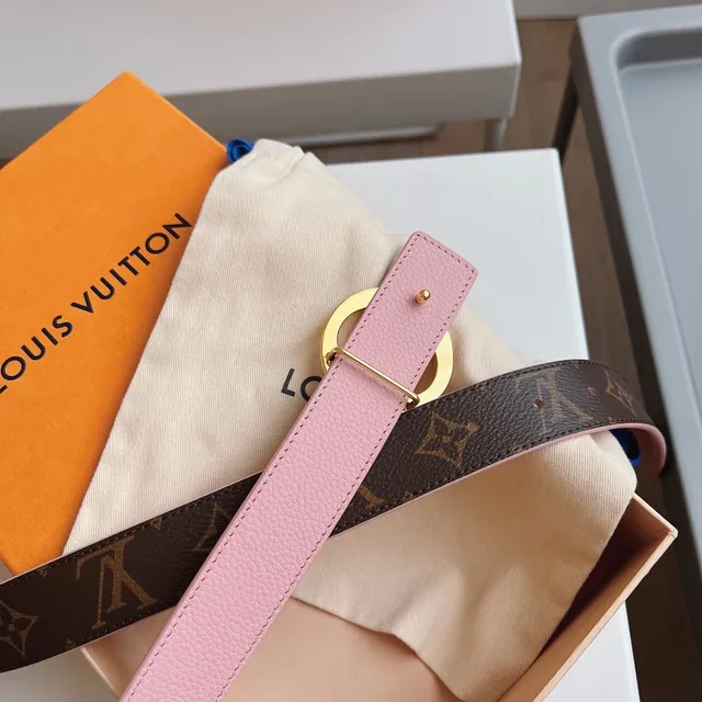 Louis Vuitton Reversible Belt Brown Pink Monogram Canvas Leather Belt 3