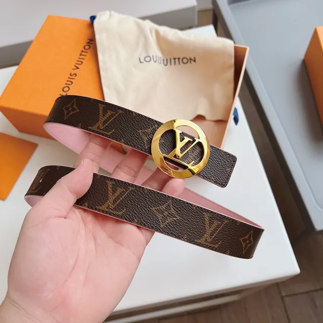 Louis Vuitton Reversible Belt Brown Pink Monogram Canvas Leather Belt 5