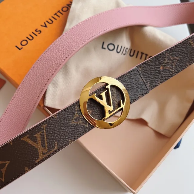 Louis Vuitton Reversible Belt Brown Pink Monogram Canvas Leather Belt 6