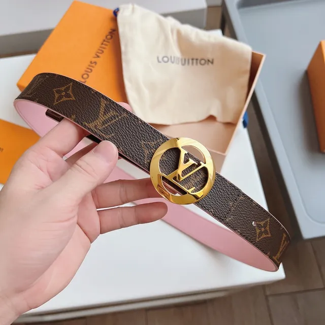 Louis Vuitton Reversible Belt Brown Pink Monogram Canvas Leather Belt 7