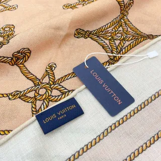 Louis Vuitton Imprimé Corde et Ancre Beige Soie Écharpe