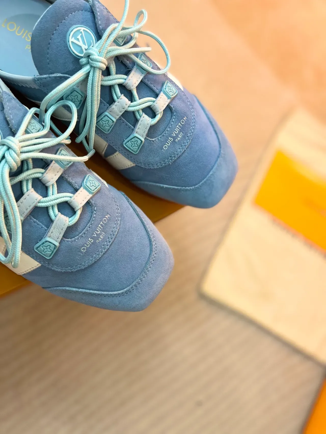 Louis Vuitton Run Away Light Blue Suede Open-Heel Lace-Up Sneaker 3
