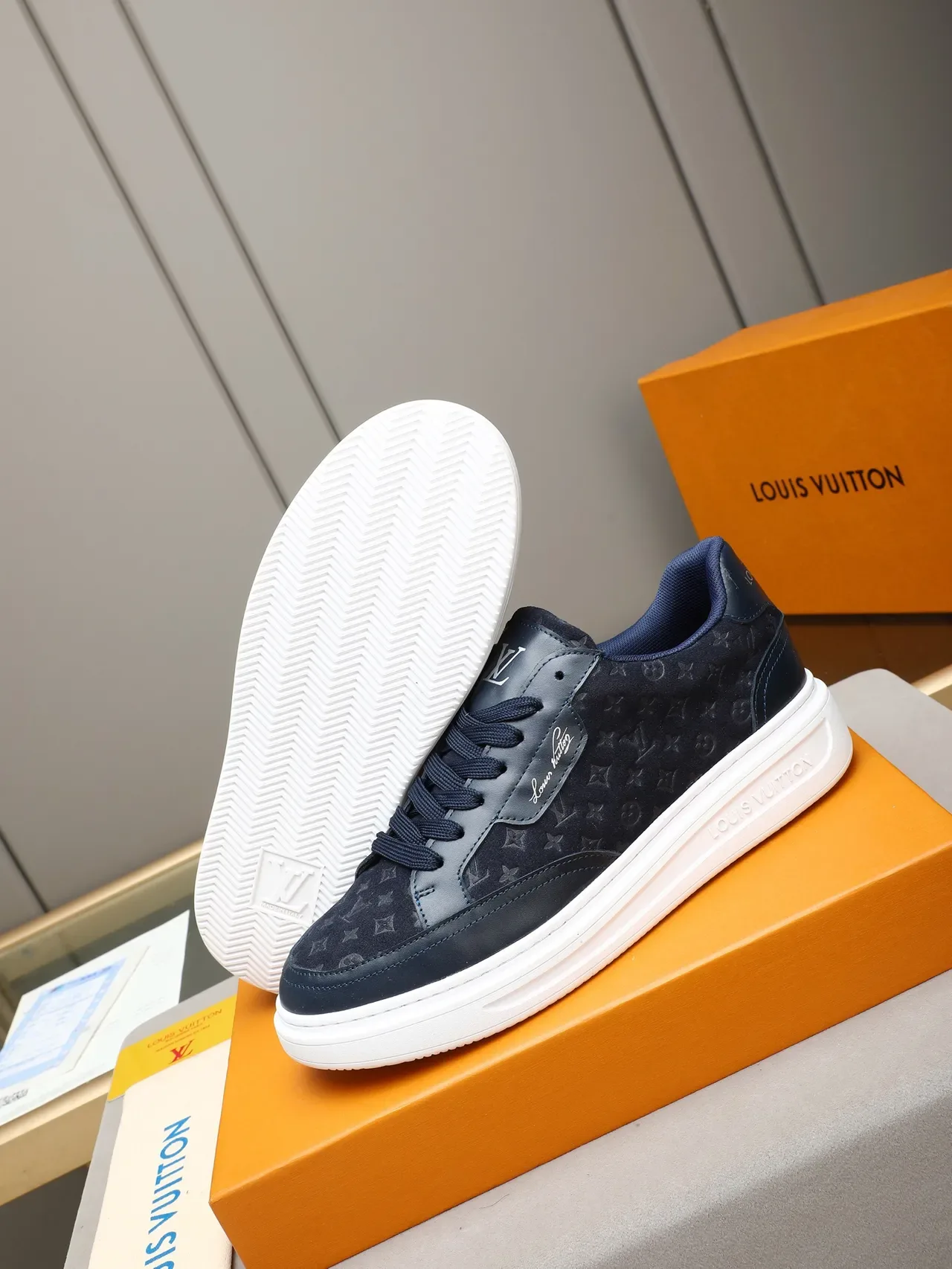 Louis Vuitton Run Away Navy Monogram Lifestyle Sneakers 4