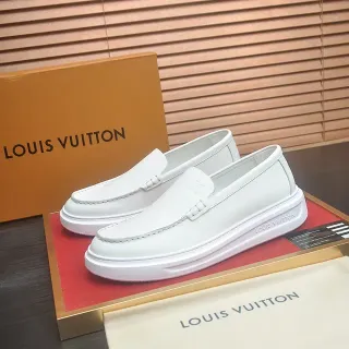 Louis Vuitton Run Away सफेद चमड़े का प्लेटफॉर्म सोल लोअफर