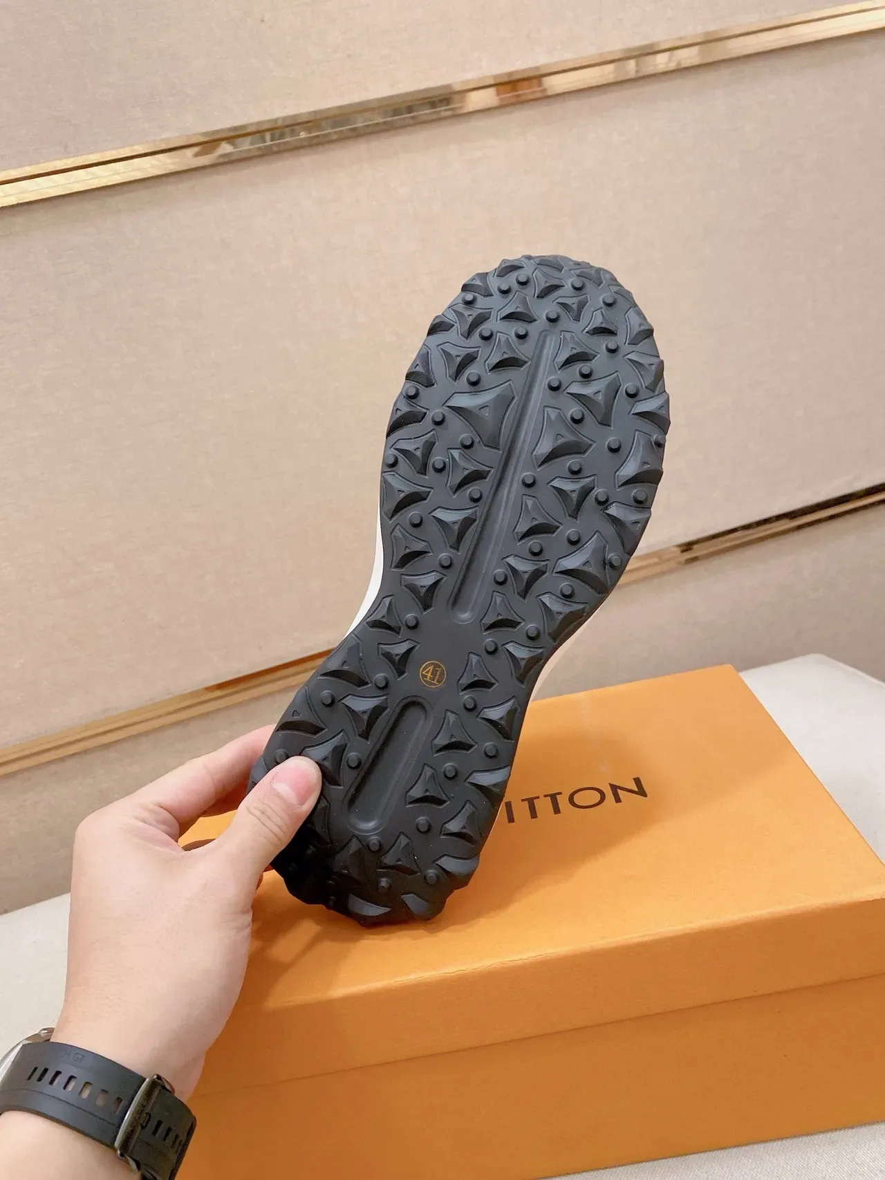 Louis Vuitton Run Away White Navy Monogram-Print Textile Panels Gold LV Logo Lifestyle Sneakers 2
