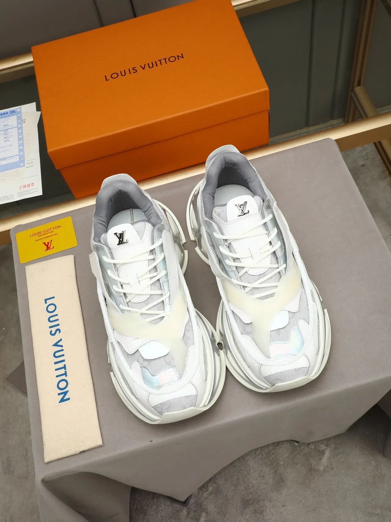 Louis Vuitton Run Away White Silver Sculpted Sole Layered Mesh And Leather Upper Chunky Sneakers 2