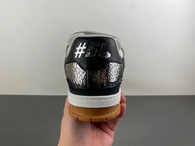 Louis Vuitton Prata Marrom Metálico Couro Rachado Superior Layered Sola Branco/preto/goma Sneakers Lifestyle 4