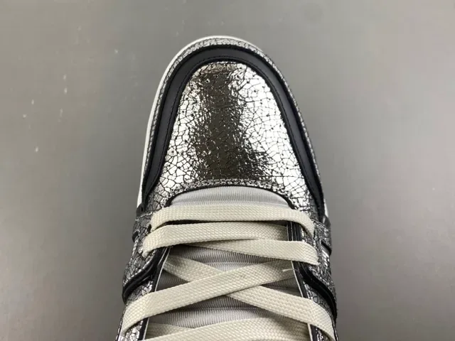 Louis Vuitton Prata Marrom Metálico Couro Rachado Superior Layered Sola Branco/preto/goma Sneakers Lifestyle 6