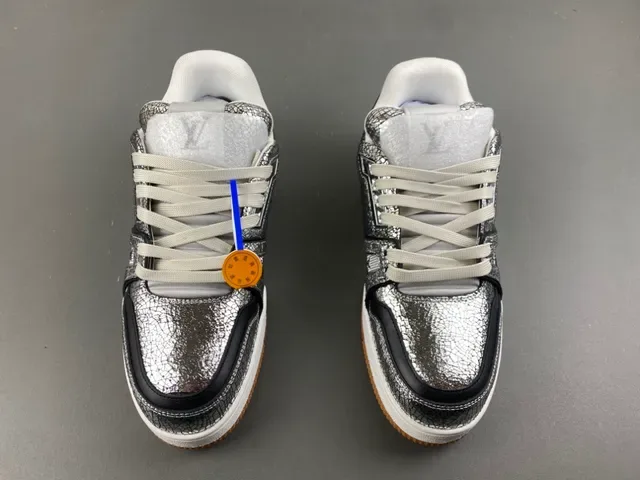 Louis Vuitton Prata Marrom Metálico Couro Rachado Superior Layered Sola Branco/preto/goma Sneakers Lifestyle 10