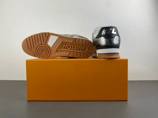 Louis Vuitton Prata Marrom Metálico Couro Rachado Superior Layered Sola Branco/preto/goma Sneakers Lifestyle 15