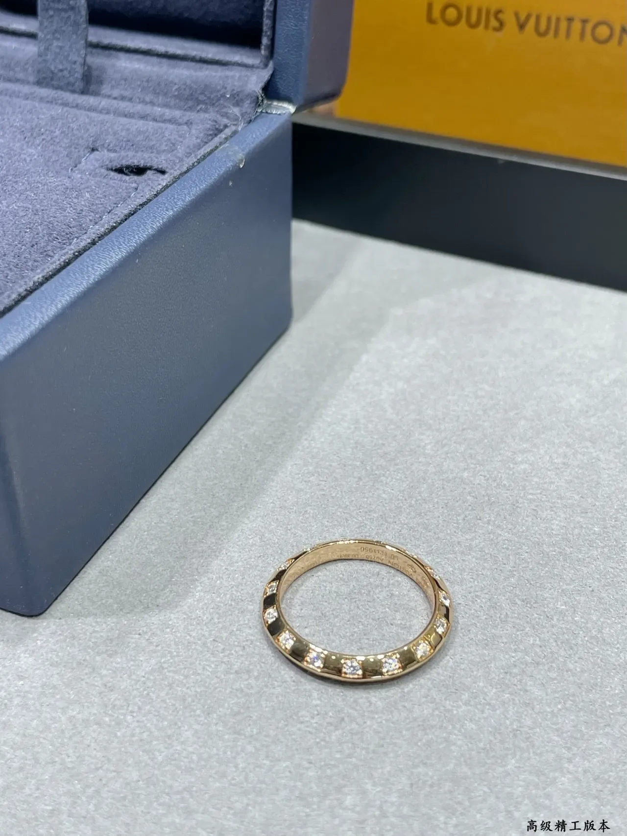 路易威登 银色 海军蓝 Pavé-Set 方形切割 钻石 戒指 4