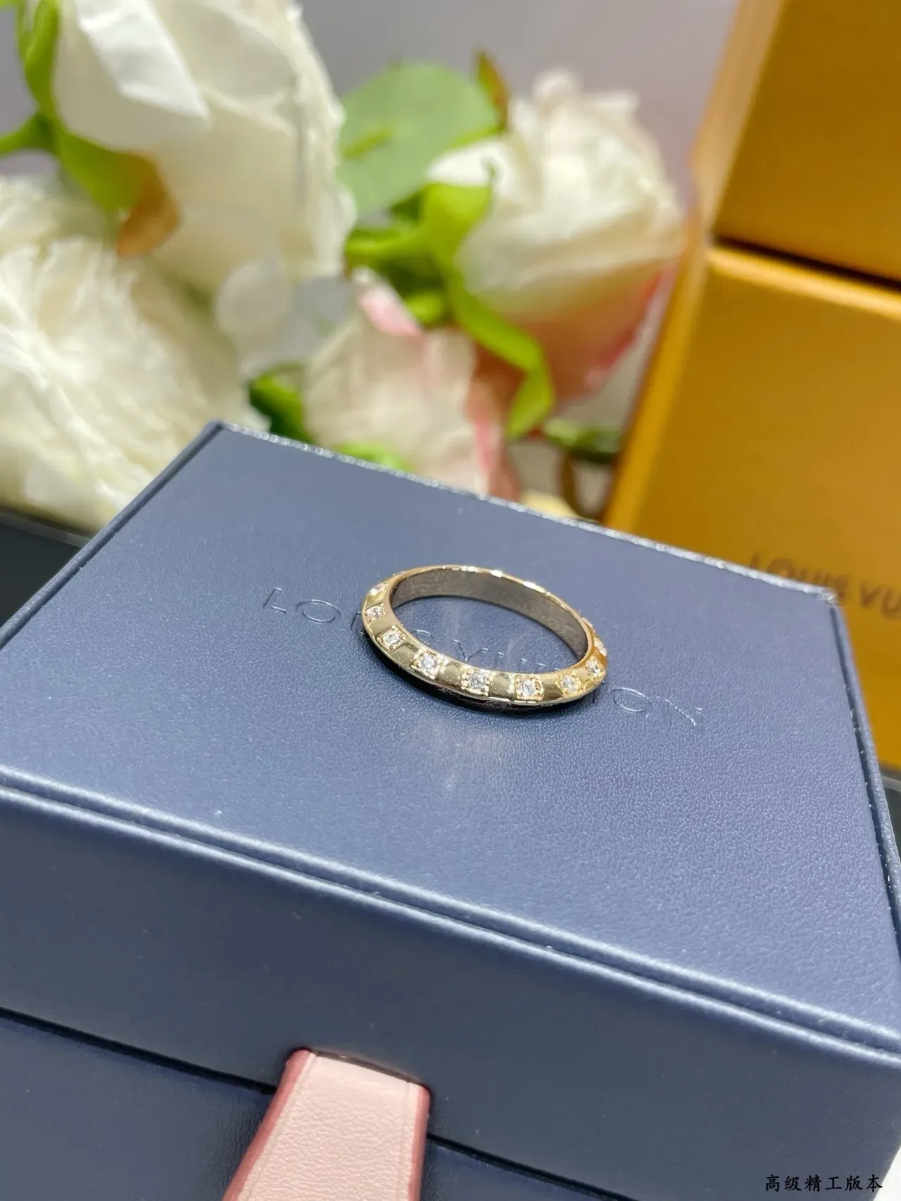 路易威登 银色 海军蓝 Pavé-Set 方形切割 钻石 戒指 8
