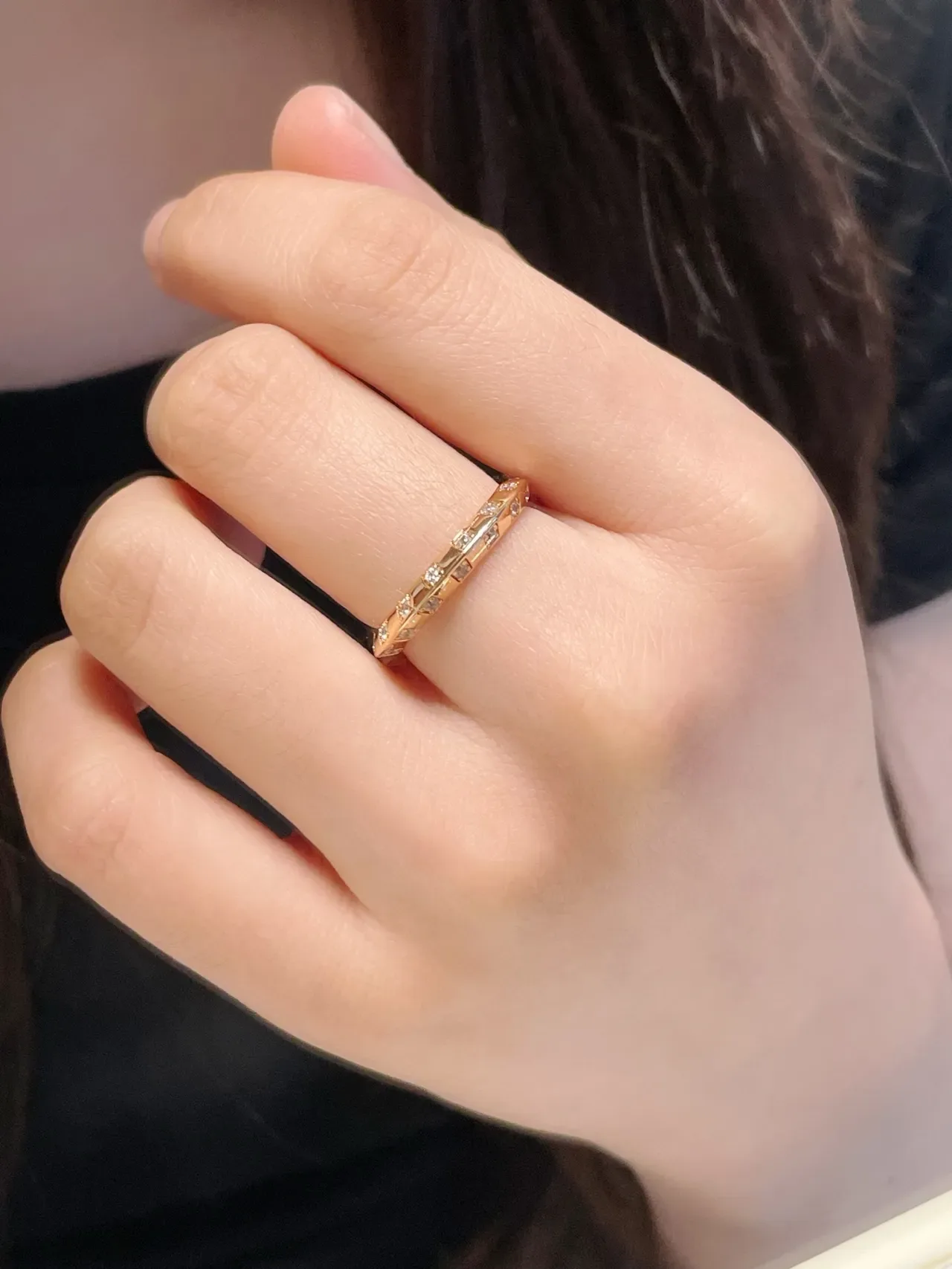 路易威登 银色 海军蓝 Pavé-Set 方形切割 钻石 戒指 9