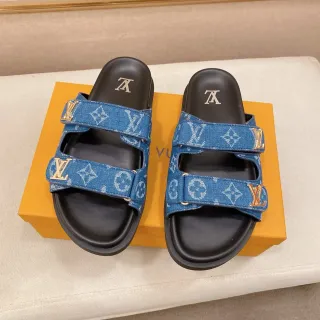 Louis Vuitton Chanclas Denim Monogram Azul Negro