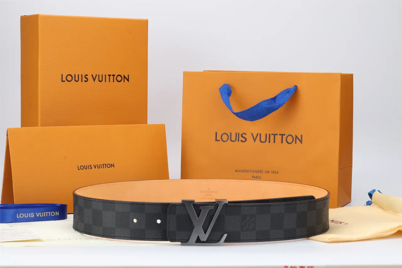 Louis Vuitton Turnlock Belt Damier Graphite Black Leather Belt 3