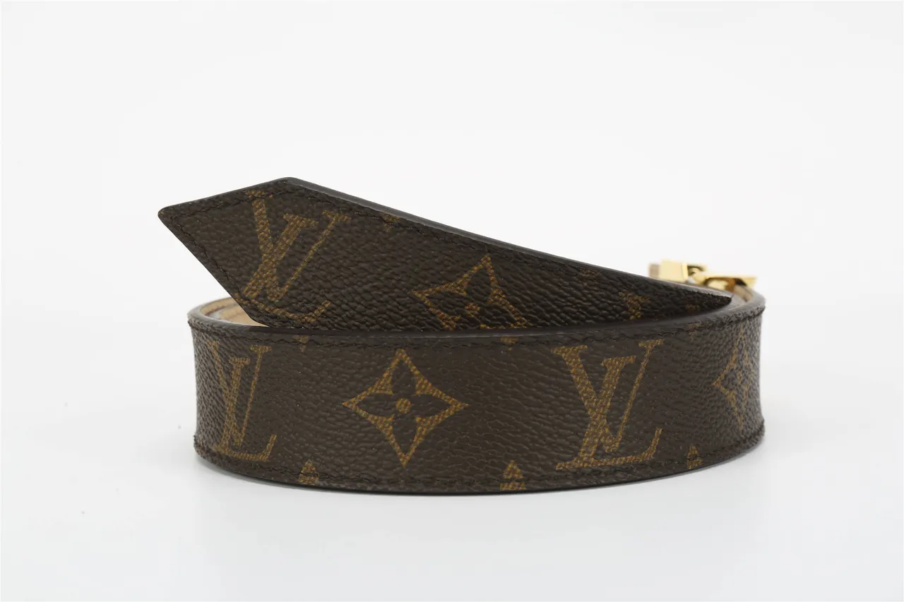 Louis Vuitton V-Buckle Monogram Canvas Brown Leather Belt 4