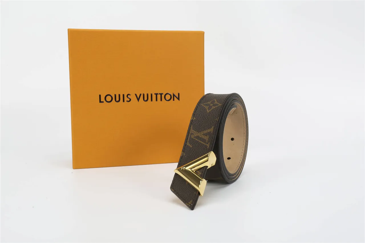 Louis Vuitton V-Buckle Monogram Canvas Brown Leather Belt 5