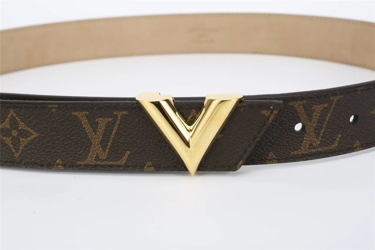Louis Vuitton V-Buckle Monogram Canvas Brown Leather Belt 8