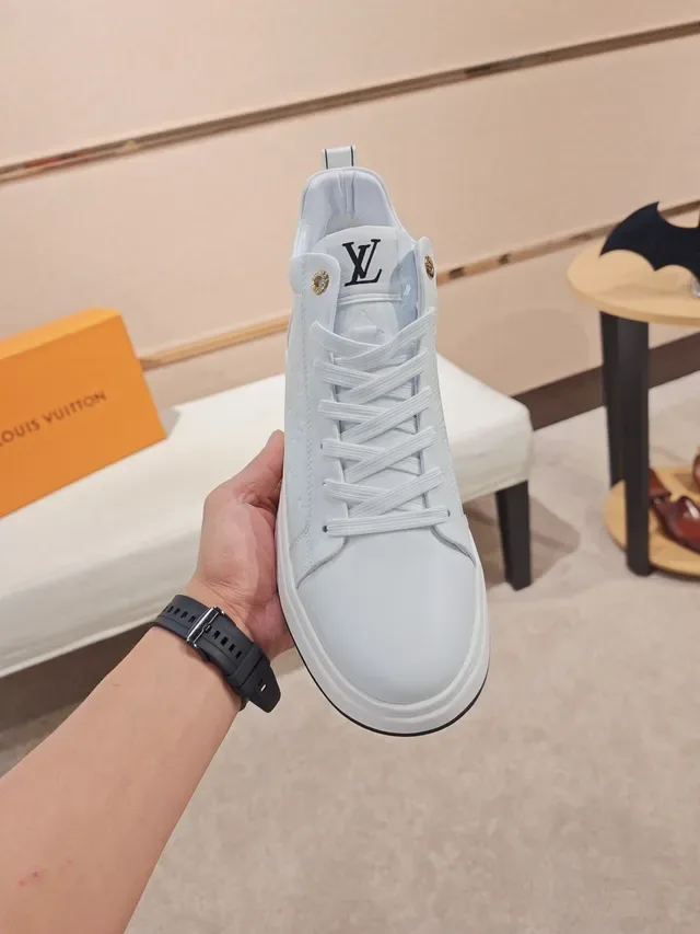 Louis Vuitton White Black Monogram-Embossed Leather High-Top Lifestyle Sneakers 5