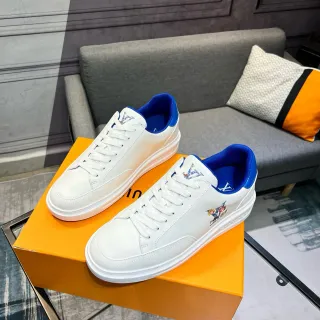 Louis Vuitton Branco e Azul Couro Suave Superior Forro Interior Real Sneakers Lifestyle