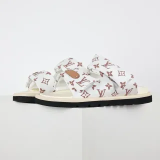 Louis Vuitton White Brown Padded Fabric Straps Monogram-Printed Casual Sandals