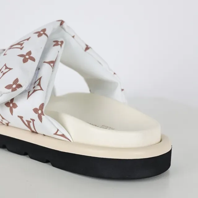 Louis Vuitton White Brown Padded Fabric Straps Monogram-Printed Casual Sandals 4