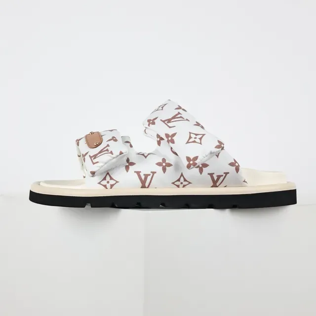 Louis Vuitton White Brown Padded Fabric Straps Monogram-Printed Casual Sandals 9