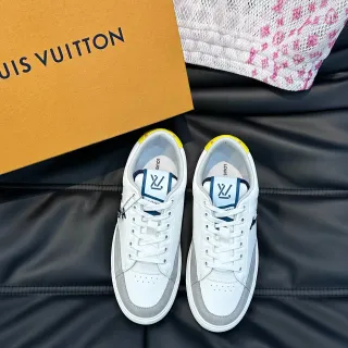 Louis Vuitton Blanco Gris Bajo Cuero Ante Híbrido Lifestyle Sneakers