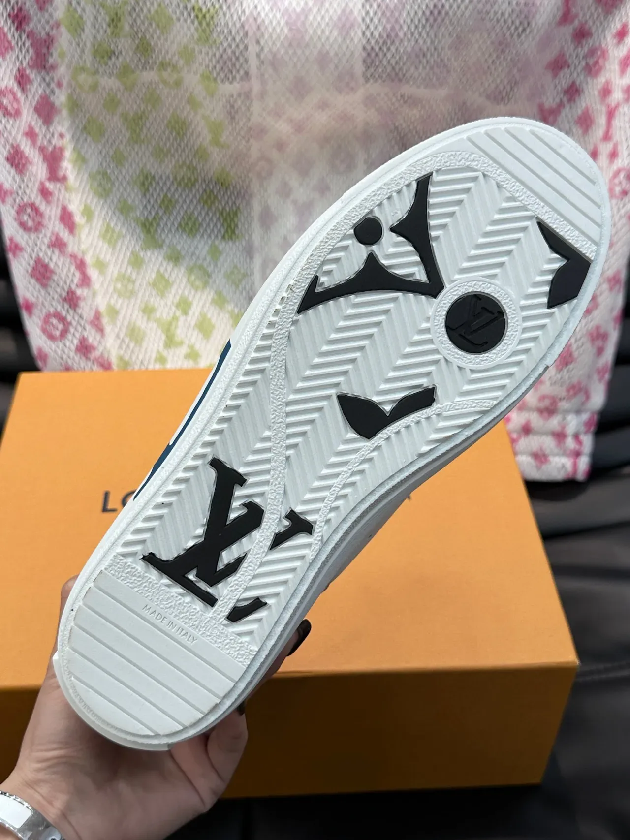Louis Vuitton Branco Cinza Low-Top Couro-Suede Híbrido Lifestyle Sneakers 9