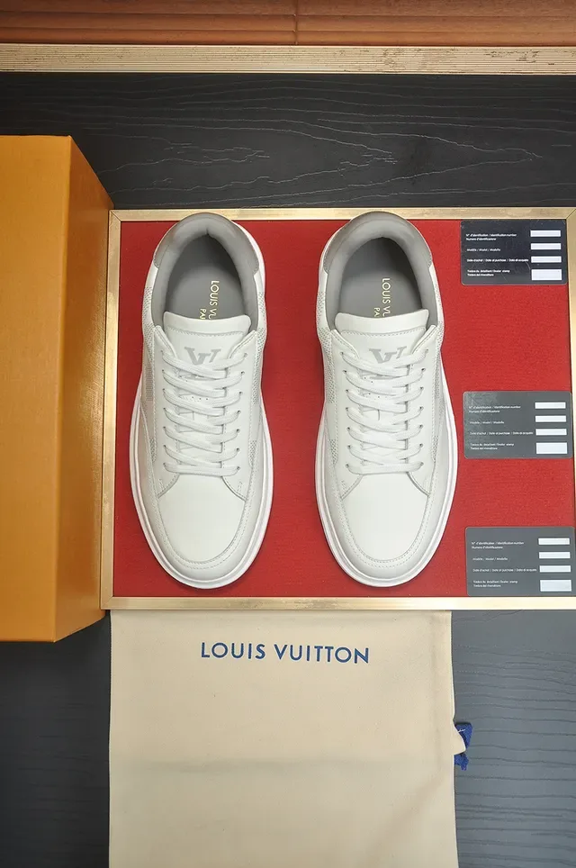 Louis Vuitton সাদা ধূসর লো-টপ প্যানেল্ড লেদার লাইফস্টাইল স্নিকার 5