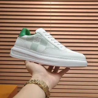 Louis Vuitton Tênis Lifestyle Branco e Verde de Couro Low-Top