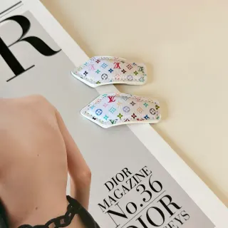 Louis Vuitton Branco Multicolor Monogram-Printed Couro Sintético Joias